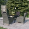 vidaXL Patio Dining Set Outdoor Dining Set Table and Chair Set for Garden - Light Gray 31.5" Table Length 4 Items - 2 of 4