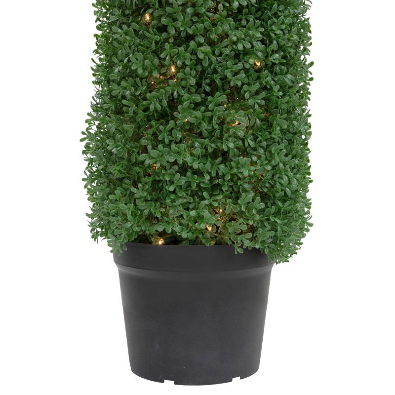Northlight 4' Pre-Lit Artificial Boxwood Cone Topiary Tree with Pot, Clear Lights, 5 of 7