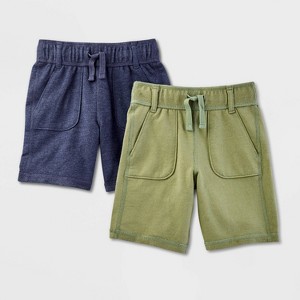 Toddler Boys' 2pk Adaptive Knit Shorts - Cat & Jack™ Navy Blue/Olive Green - 1 of 3