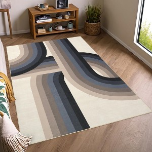Area Rug, Home Decor Modern Minimalist Line Pattern Rug - Non-Slip Washable Foldable Thin Carpet for Living Room Bedroom Entryway - 1 of 4