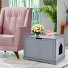 Costway Cat Litter Box  Wooden Enclosure Pet House Washroom Storage Bench Grey - 2 of 4