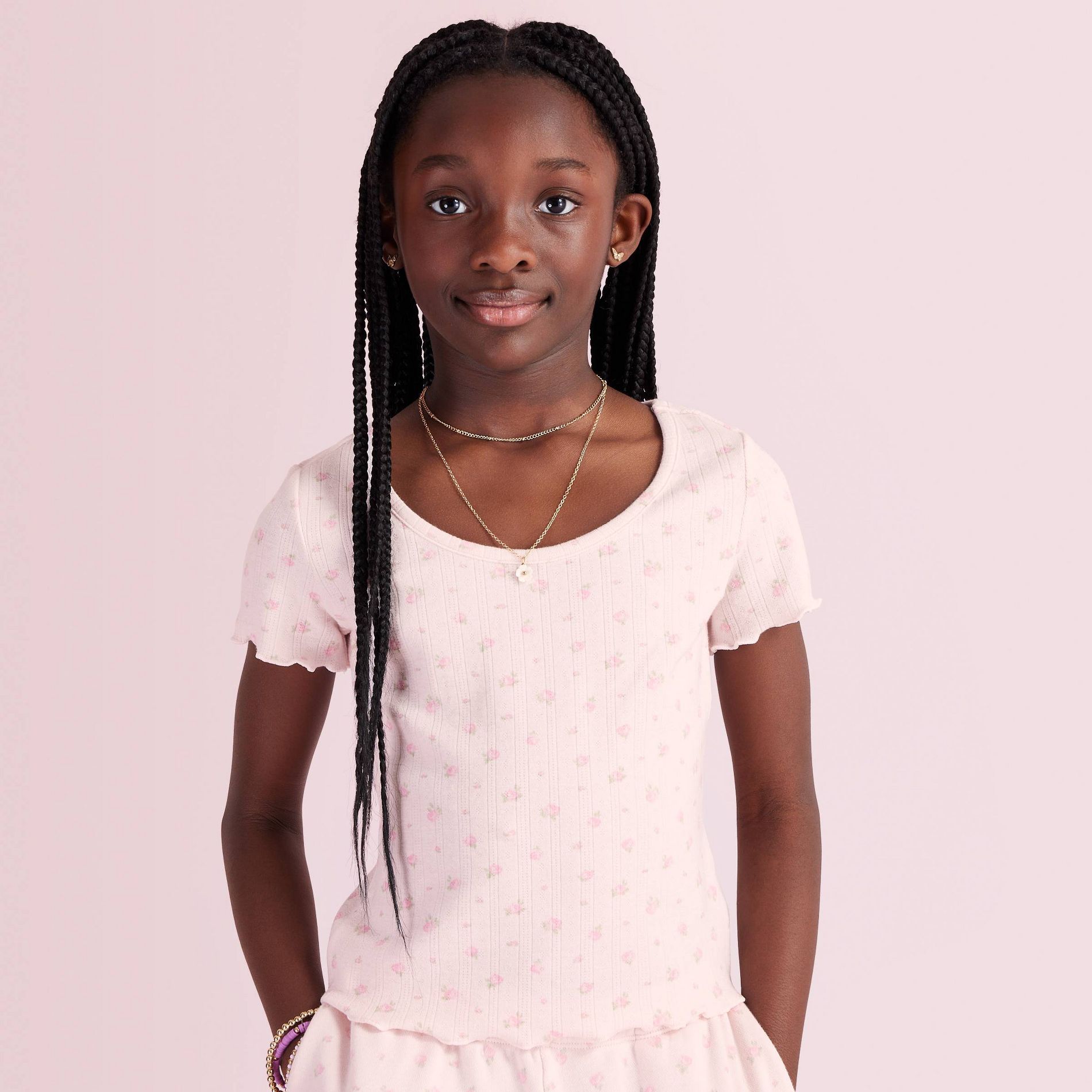 Girls' Pyper Blooming Heirloom Ditsy Pointelle T-Shirt - LoveShackFancy x Target Light Pink