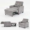 34.26"W Faux Leather/Linen/Tech Cloth Upholstered Convertible Pull Out Sleeper Sofa Bed with USB Ports, Cup Holders and Side Pockets, 4L -ModernLuxe - 3 of 4