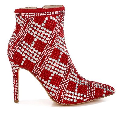 Moolah  Embossed Stiletto Heel Ankle Boots