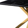 HomeRoots 79" Black and Gold Marble and Metal Cross Leg Base Dining Table - 4 of 4