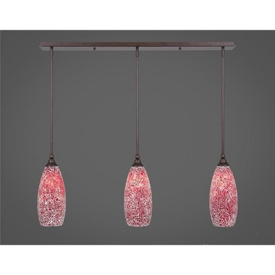 Toltec Lighting Any 3 - Light Chandelier in  Bronze with 5.5" Red Fusion Shade