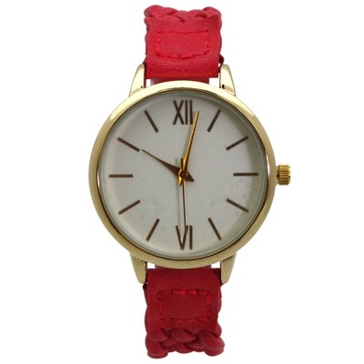 Olivia Pratt Faux Leather Braided Women Watch