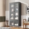 VYNXARIA Large Metal Storage Cabinet Display Cabinet with 4 Glass Doors 5 Shelves Side Cabinet Bookcase Freestanding Cabinet£¬Black - 2 of 4