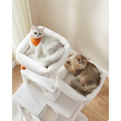 Cream White Multi-Level Cat Tree with Sisal Scratching Posts