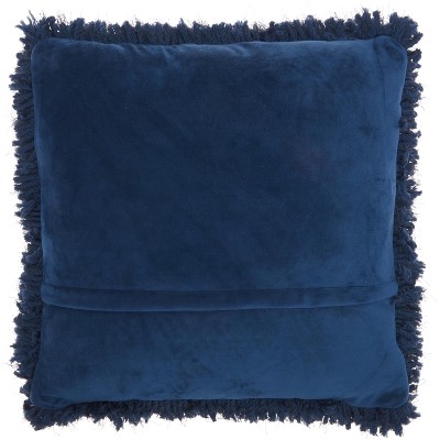 Lively Navy Square Kids Shag Throw Pillow Set, 20" x 20"