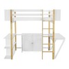 Twin/Full Size Loft Bed Solid Wood Loft Bed Frame With Foldable Desk High Bedframe With Guardrails Built-in Storage Cabinet Cubes Shelves For Kids - image 3 of 4