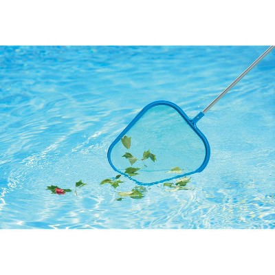 Blue Polypropylene Pool Leaf Skimmer with 4-Foot Aluminum Pole