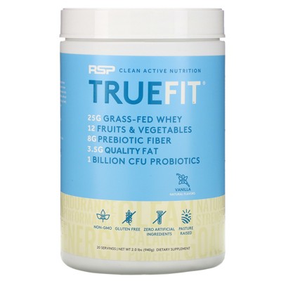 RSP Nutrition TrueFit, Grass-Fed Whey Protein Shake With Fruits & Veggies, Protein Powder