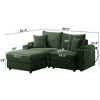 MYINDA 2-Seater Sectional Couch with Ottoman- Corduroy Sofa Chair with Storage Armrests, USB and Phone Holder - 3 of 4