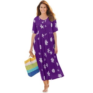 Woman Within Plus Size Stamped Empire Waist Dress - 1 of 4