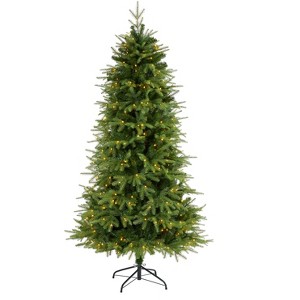 Nearly Natural 6.5-ft Vancouver Fir Natural Look Artificial Christmas Tree with 400 Clear LED Lights and 2158 Bendable Branches - 1 of 4
