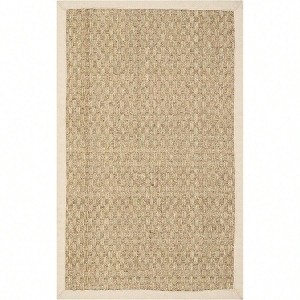 Area Rug 2x3 Fiber Beige Seagrass Basketweave Pattern with Border for Living Room Bedroom Entryway Home Decor - 1 of 2