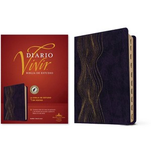 Biblia de Estudio del Diario Vivir Rvr60 (Sentipiel, Morado Oscuro, Índice, Letra Roja) - (Leather Bound) - 1 of 1