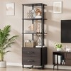 4 Tier Bookshelf with Storage Drawers, 70.9 Inch Tall Industrial Book Shelf with Open Display Shelves, 4 Shelf Bookcase with Metal Frame - 2 of 4