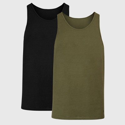 Hanes Premium Men's Explorer Tank Top Undershirt 2pk - Heathered Olive  Green/black Xl : Target