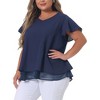 Agnes Orinda Women's Plus Size V Neck Short Flare Sleeve Double Layers Chiffon Casual Summer Blouses - 2 of 4