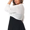 Agnes Orinda Women's Plus Size Long Sleeve Open Front Knit Crop Lightweight Cardigan Sweater - 4 of 4