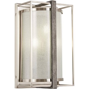 Minka Lavery Industrial Wall Light Sconce Brushed Nickel Hardwired 12" Fixture White Iris Glass Shade for Bedroom Bathroom Vanity - 1 of 3