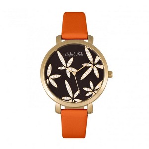 Sophie & Freda Key West Leather-Band Watch w//Swarovski Crystals - 1 of 4
