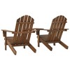 vidaXL Adirondack Chairs Patio Adirondack Chair with Tea Table Solid Wood Fir - Brown - 4 of 4