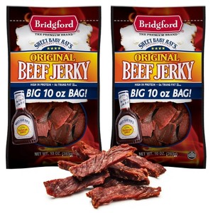 Bridgford Sweet Baby Ray’s Beef Jerky Original 10 oz  - High Protein Healthy Ready-to-Eat Beef Jerky for Your Dietary Preferences - 1 of 4