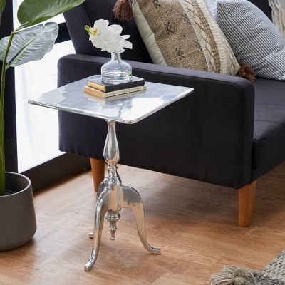 Silver Aluminum Square Accent Table 17" x 17"