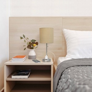 Creekwood Home Contemporary Bedside Table Lamp with Power Outlet - 1 of 4