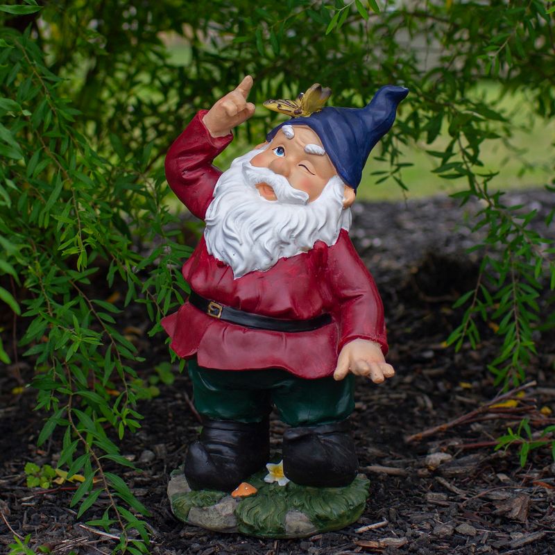 Northlight 11.25" Red and Green Gnome with Butterfly Outdoor Garden Statue, 2 of 6