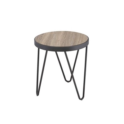 Industry Inspired End Table Weathered Gray - Benzara