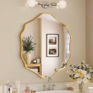 Beautyolove Unique Gold Aluminum Alloy Framed Scallop Wall Mirror with Artistic Design - 1 of 4