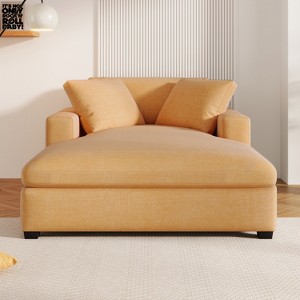 Mirod Oversized Chaise Lounge Chair 53.5"W x 70.9"D, Classic Soft Fabric Armchair with Solid Wood Legs, Comfortable Seating, Easy Assembly - 1 of 4
