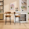 27" Boucle Bar Stools Set of 2, Modern Upholstered Counter Height Bar Chairs with Backrest, Metal Frame Kitchen Island Chairs, Brown - 3 of 4