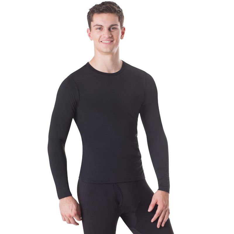 Rocky Men's Thermal Base Layer Top Long John Underwear Shirt Insulated For Outdoor Ski Warmth / Extreme Cold Pajamas (Black - Small)