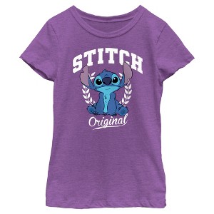 Girl's Lilo & Stitch Original Collegiate Stitch T-Shirt - 1 of 4