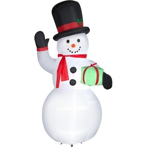 Gemmy Christmas Airblown Inflatable Snowman w/Gift Box Giant, 10 ft Tall, White - 1 of 2