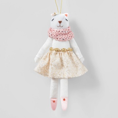 Dressed Cat with Gold Skirt and Pink Scarf Christmas Tree Ornament - Wondershop™