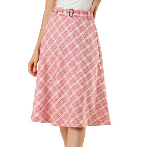 Lady Plaid Skirt Midi High Waist Flared A-Line Skater Retro Winter Casual  Warm