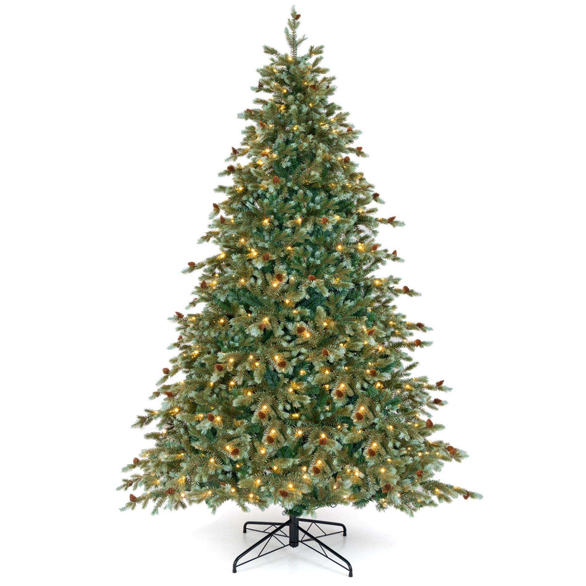 Costway 7 FT Artificial Christmas Tree with 846 Branch Tips 340 Warm White LED Lights