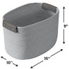 Ornavo Home 3 Pack Cotton Rope Shelf Storage Basket with Faux Leather Handles - 2 of 4