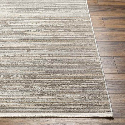 Cream and Hickory Striped Wool Blend Area Rug 8' x 10'