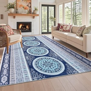 Vintage Area Rugs for Living Room Traditional Floral Accent Rug Non-Slip Soft Low Pile Rug for Bedroom Dining Room - 1 of 4