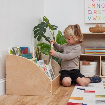 Natural Birch Toddler Book Display with Adjustable Shelves