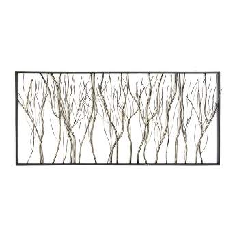 Metal Tree Distressed Dimensional Branch Wall Decor with Black Frame Silver - Olivia & May