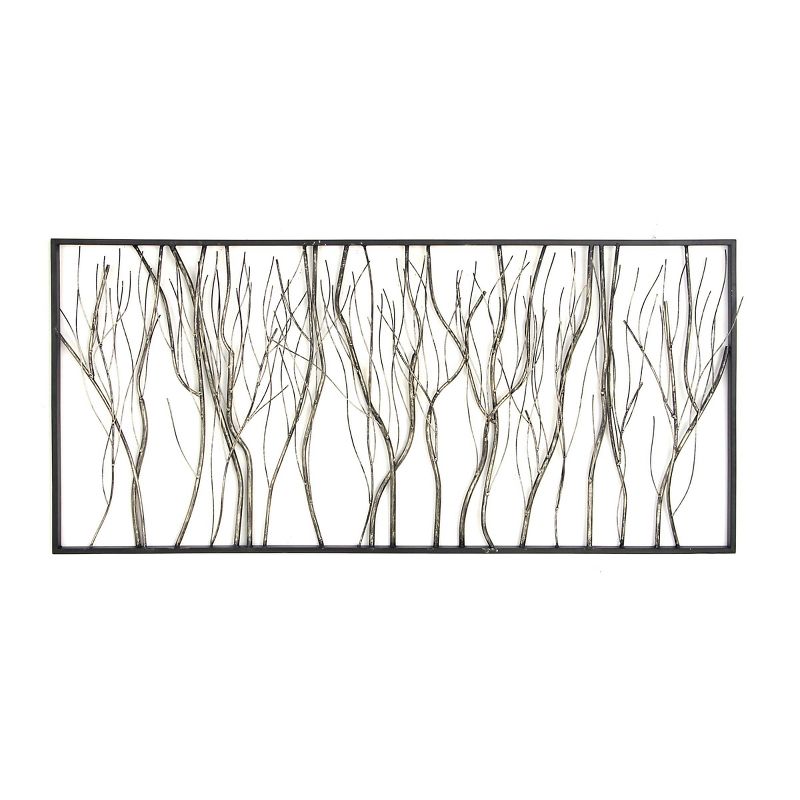 Metal Tree Distressed Dimensional Branch Wall Decor with Black Frame Silver - Olivia &#38; May, 1 of 6