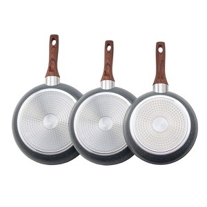 VEVOR Frying Pan Skillet, Aluminum Egg Fry Pans, 3 Piece Set (9.5, 11, 12 in), Nonsitck Heavy-Duty Skillets with Heat-Resistant Handle, Gray - 1 of 4
